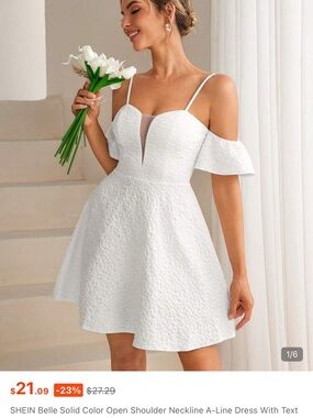 Forever 21 White Textured Off-Shoulder A-Line Mini Dress